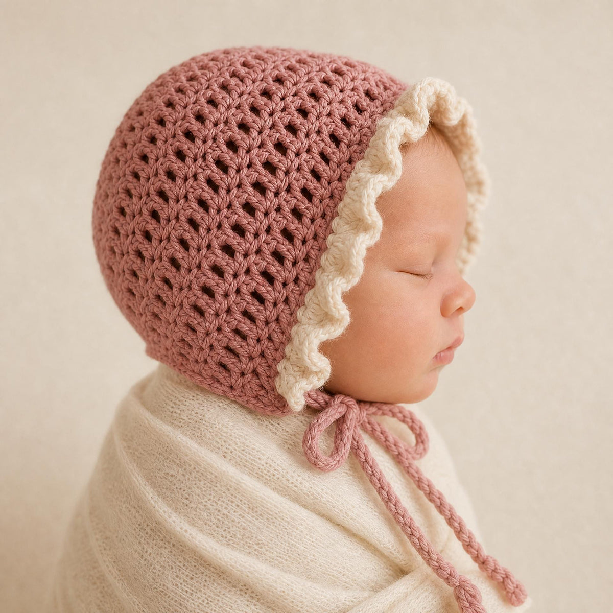 Rose Petal Newborn Crochet Cocoon and Bonnet Pattern (PDF Download)