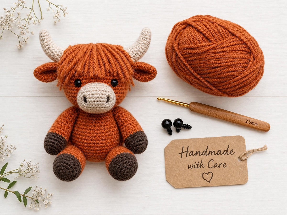 Highland Cow Crochet Pattern | Amigurumi Farm Animal PDF (Instant Download)