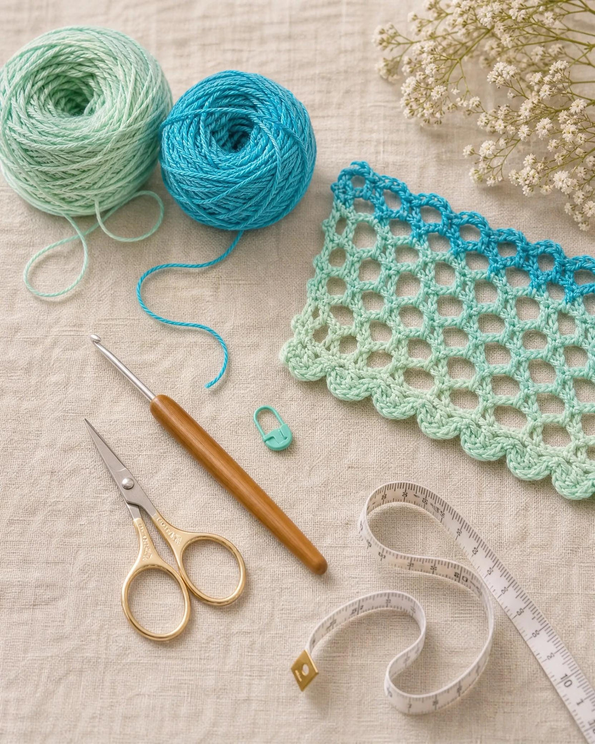 Coastal Lace Crochet Bandana Pattern | Beginner Triangle Wrap (PDF Download)
