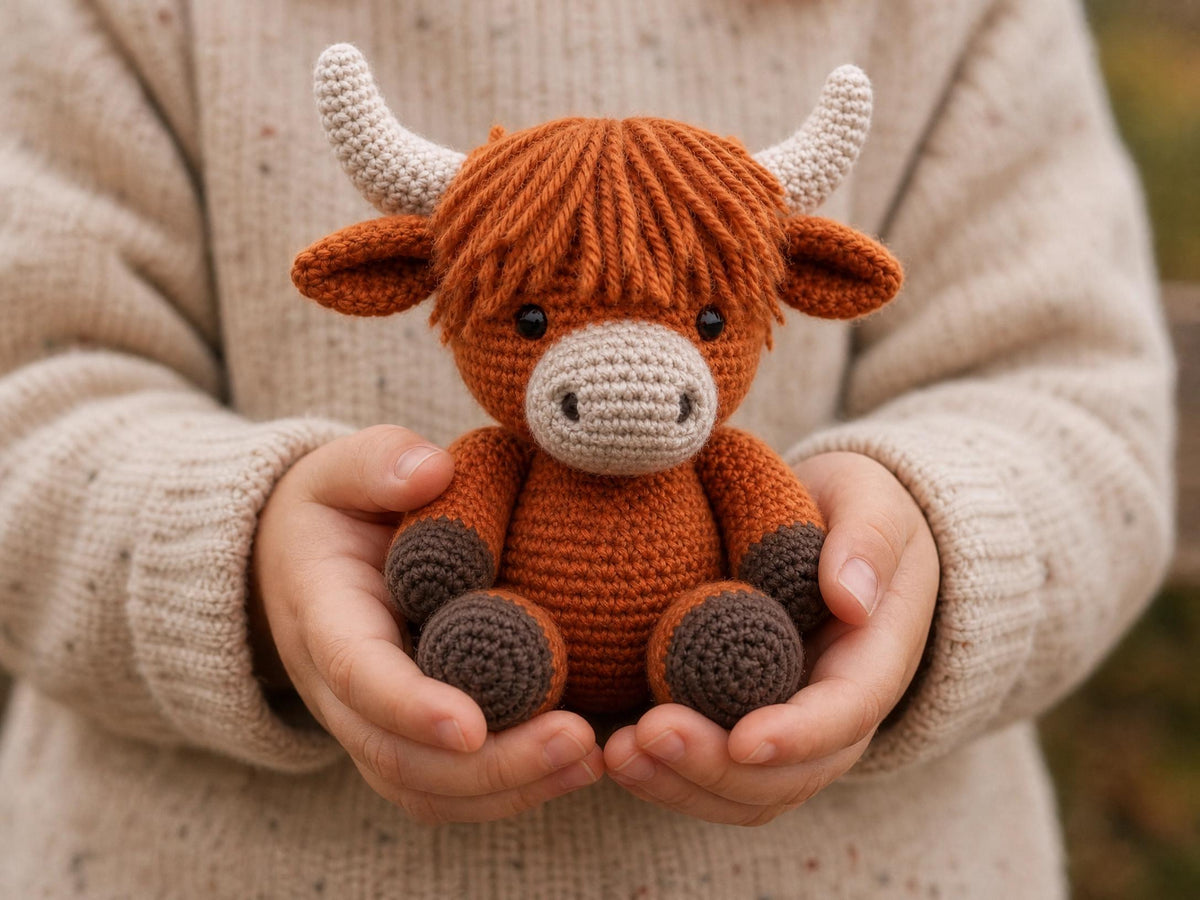 Highland Cow Crochet Pattern | Amigurumi Farm Animal PDF (Instant Download)