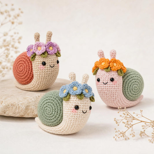 Fiona Flower Snail Amigurumi Crochet Pattern – Beginner Whimsical Garden Toy (PDF Download)