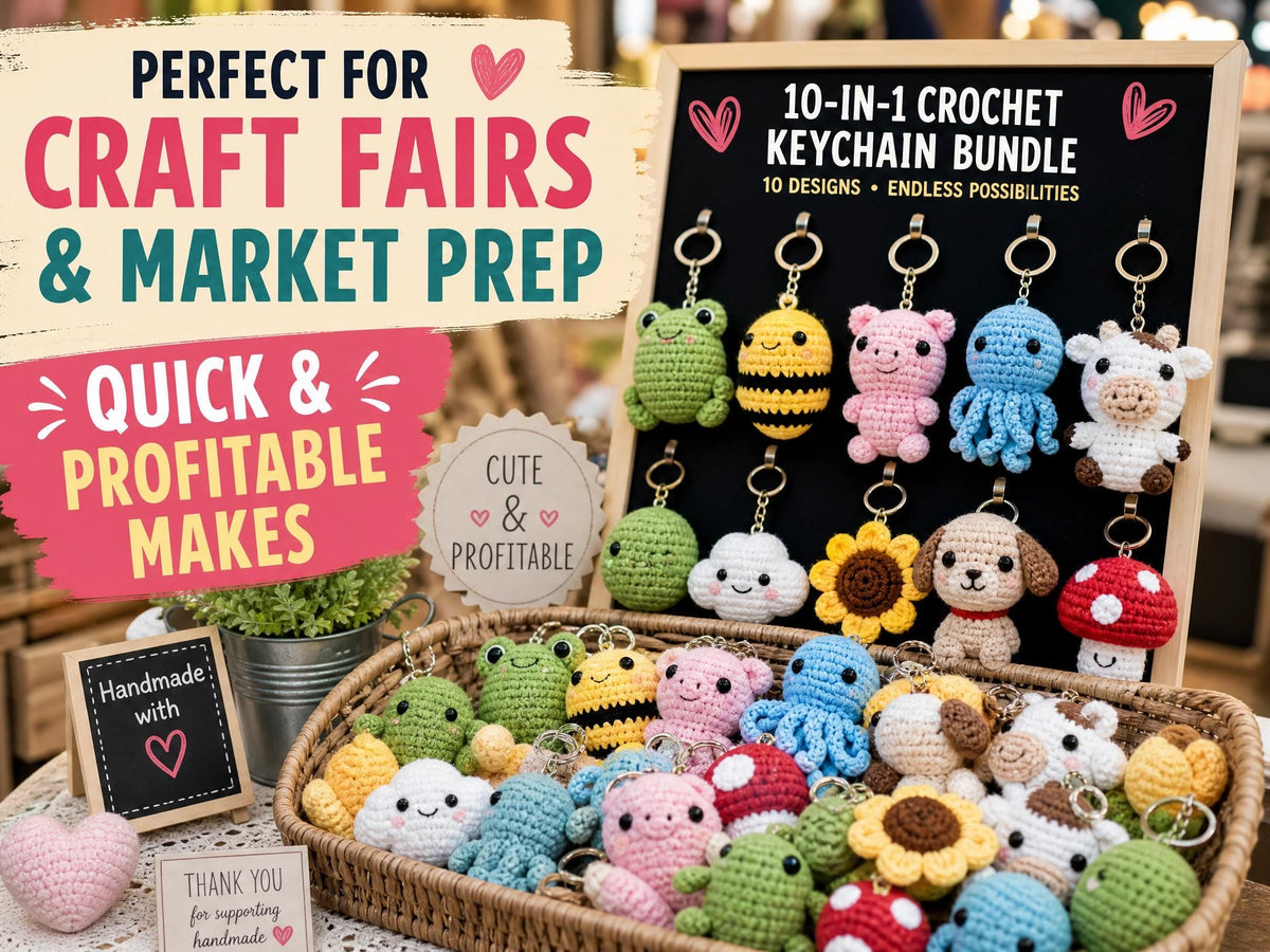 10-in-1 Mini Amigurumi Keychain Crochet Pattern Bundle | Beginner Friendly PDF Download