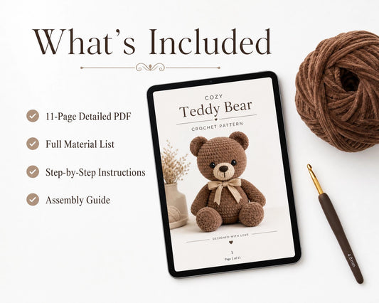 Velvet Teddy Bear Crochet Pattern – Beginner Amigurumi PDF (Instant Download)