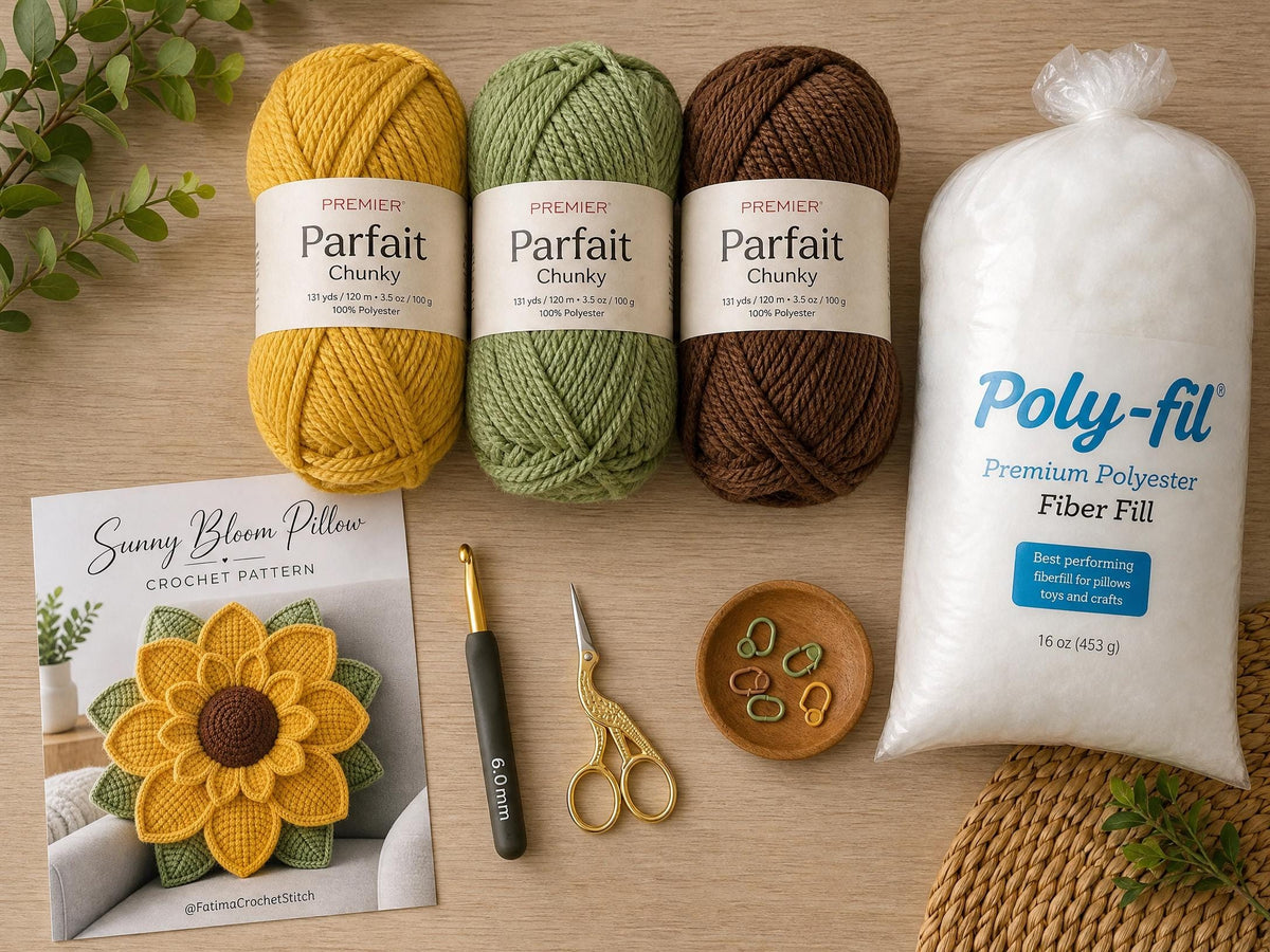 Crochet Sunflower Pillow Pattern | 3D Layered Flower Cushion Tutorial (PDF)