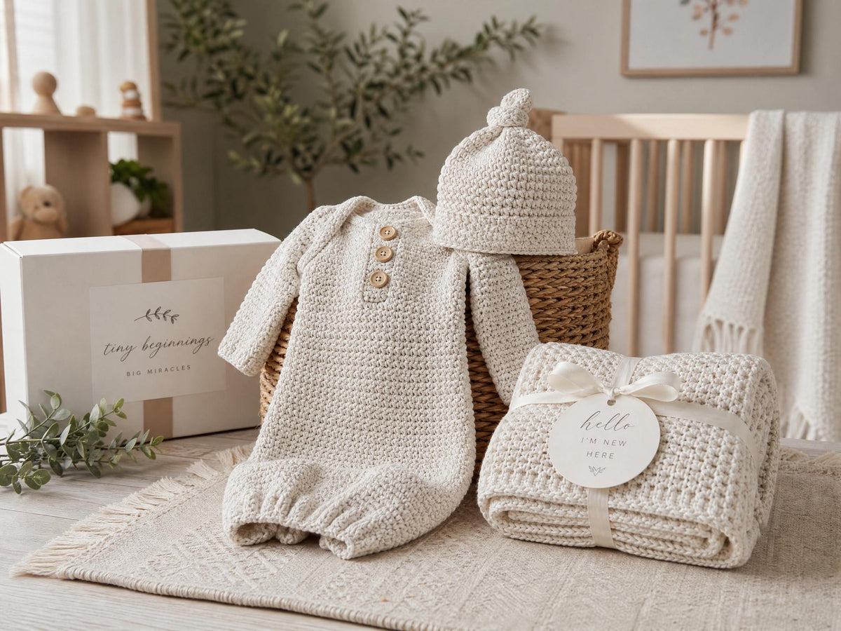 Baby Milestone Crochet Pattern, Newborn Gown Hat Blanket Set, Beginner Friendly PDF