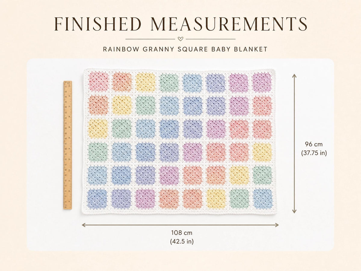 Rainbow Granny Square Baby Blanket Crochet Pattern | Beginner PDF | Scrappy Afghan