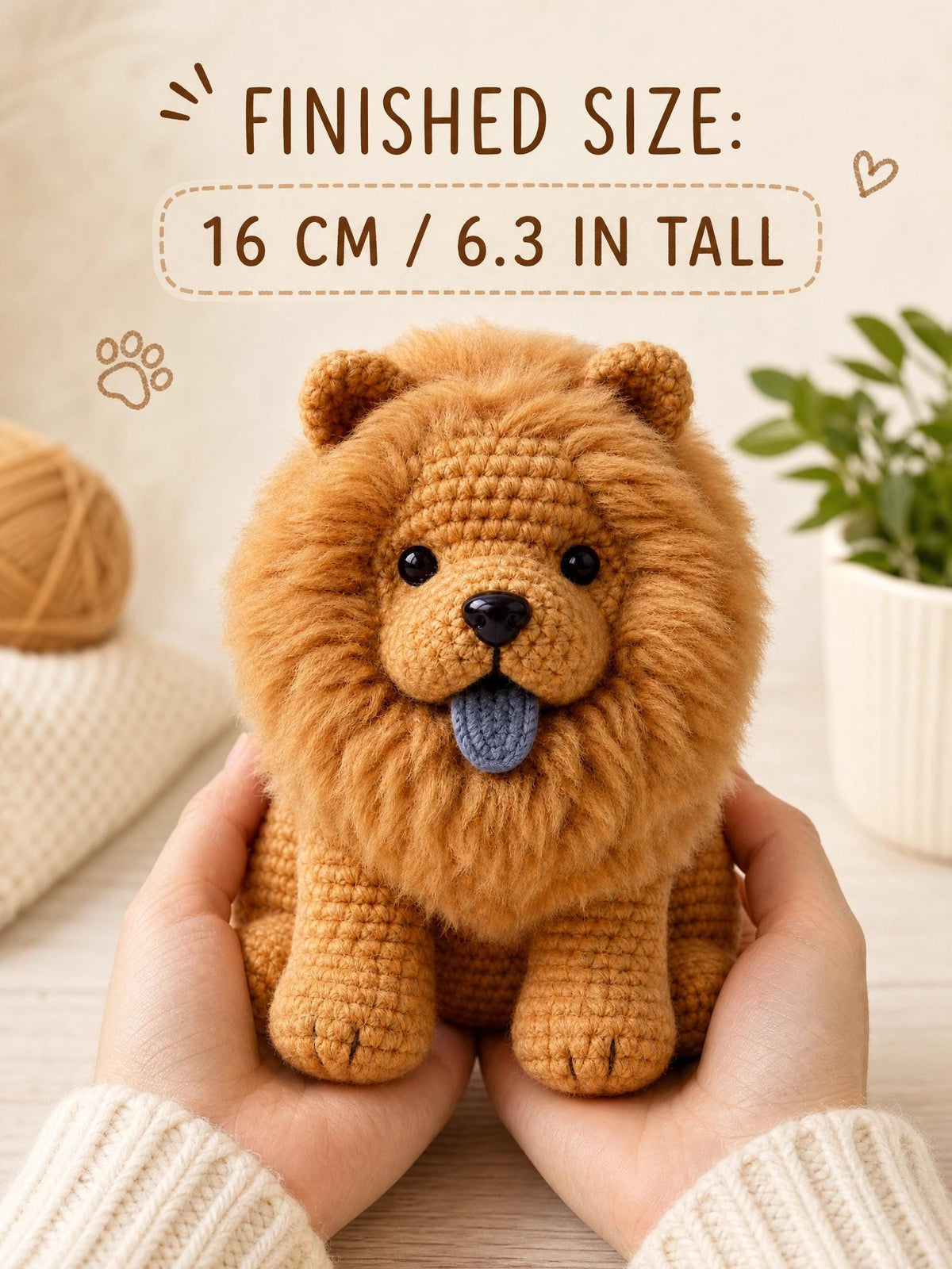 Chow Chow Amigurumi Crochet Pattern | Fluffy Dog Plushie Tutorial (PDF Download)