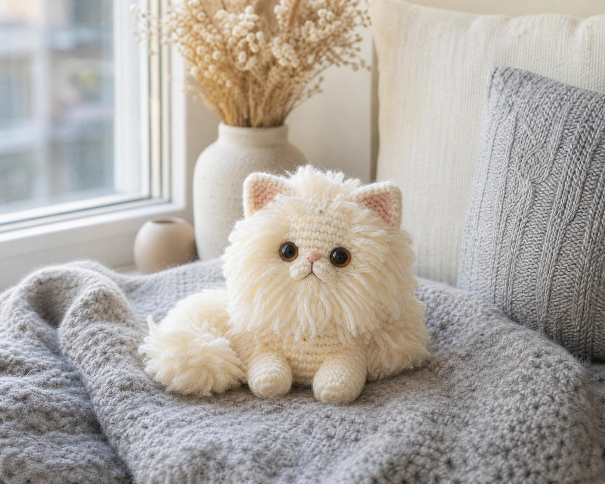 Fluffy Persian Cat Crochet Pattern | Realistic Amigurumi Kitten (PDF Download)