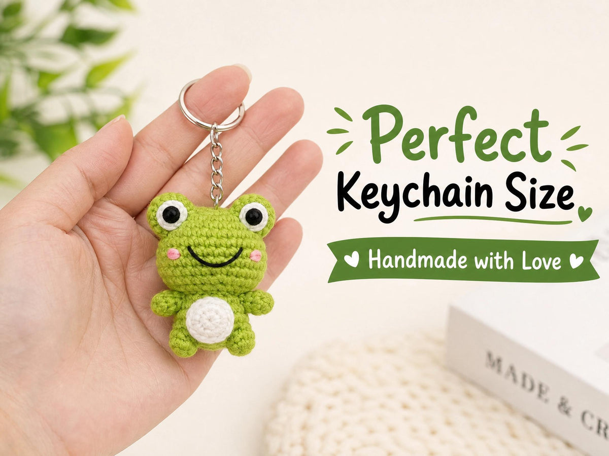 Funny Frog Keychain Crochet Pattern | Amigurumi Googly Eyes (PDF Download)