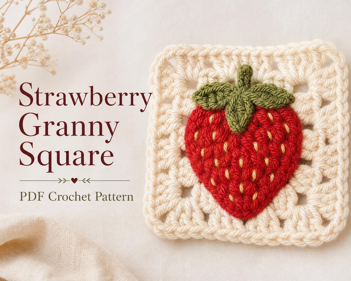 Strawberry Granny Square Crochet Pattern, Beginner Friendly PDF (Instant Download)  + VIDEO