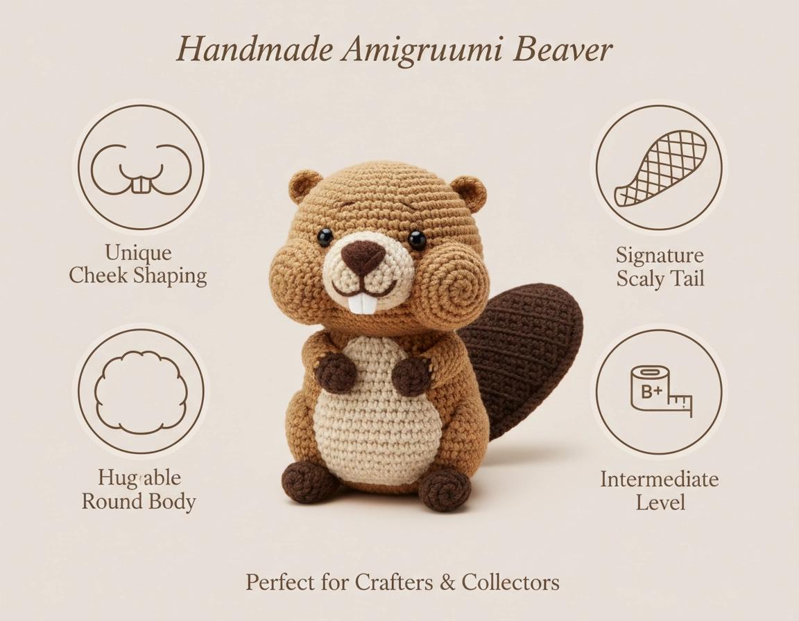 Bramble the Beaver Amigurumi Crochet Pattern PDF | Woodland Stuffed Animal Toy | Intermediate Instant Download