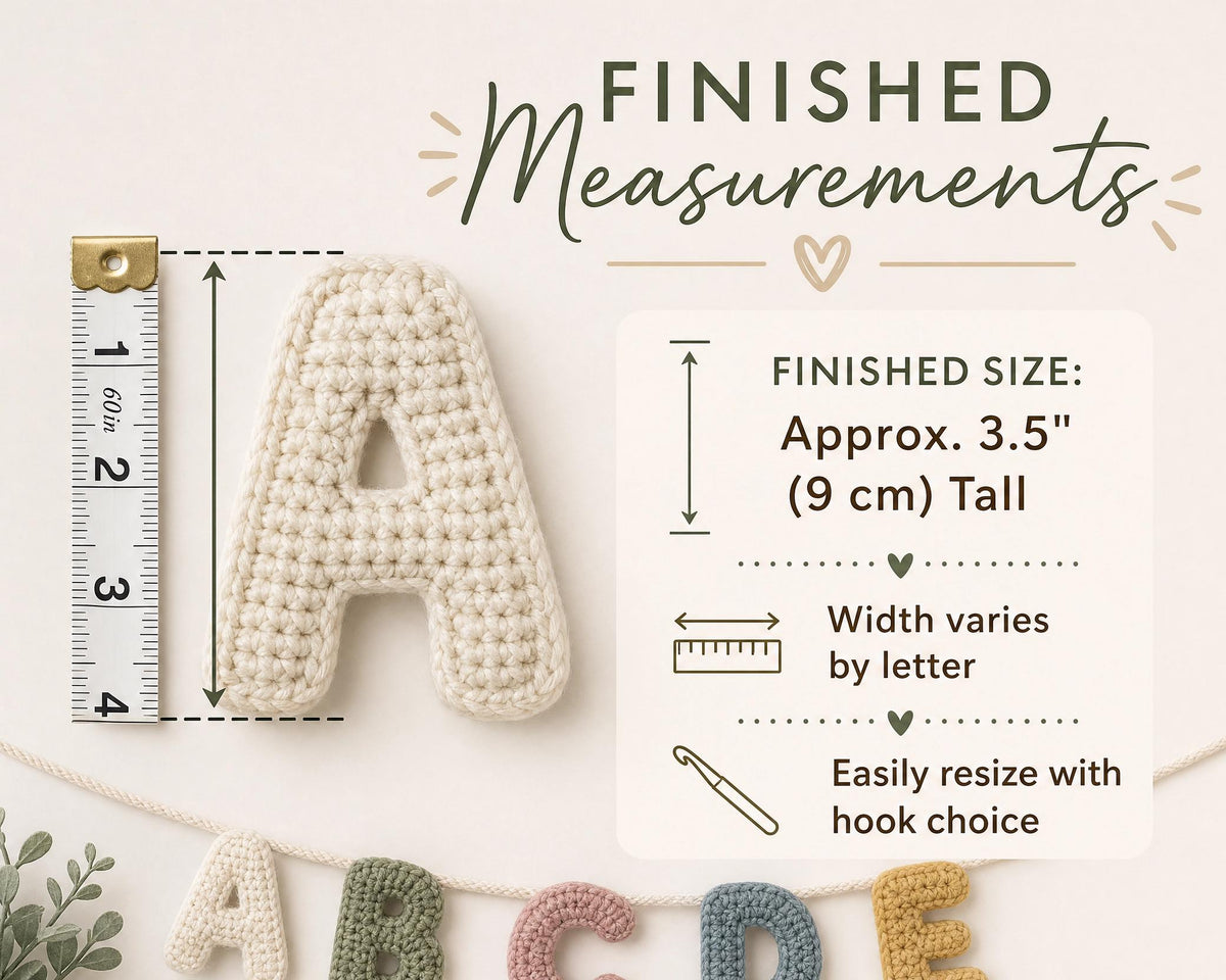 Crochet Name Banner Pattern | Puffy 3D Alphabet Letters (PDF Download)