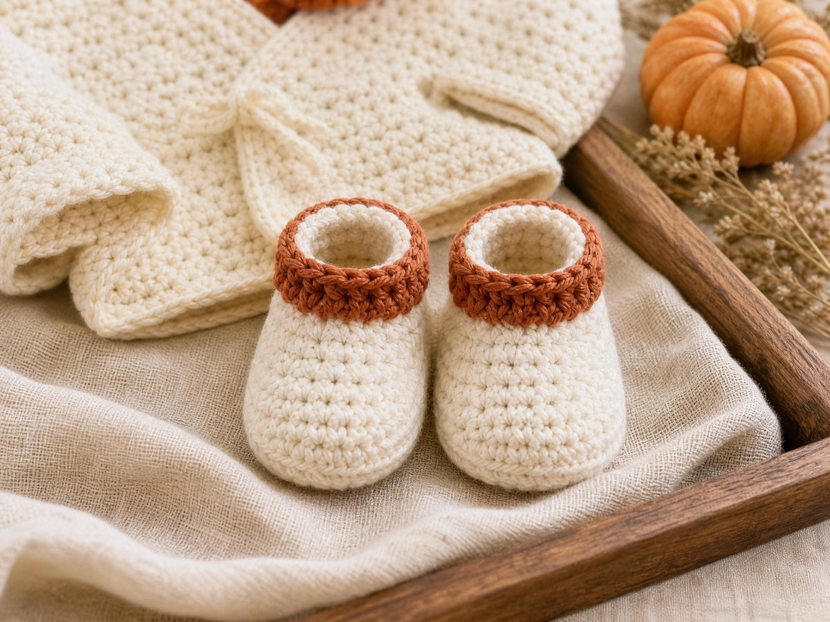 Pumpkin Newborn Crochet Pattern Set | Baby Cardigan, Bonnet, Booties & Diaper Cover PDF