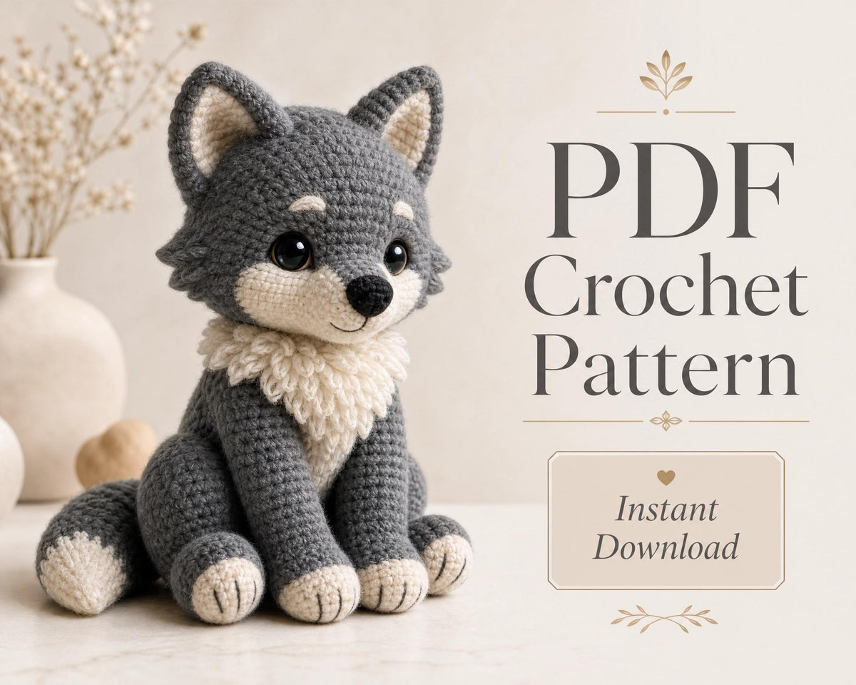 Wolf Cub Amigurumi Crochet Pattern, Beginner Friendly Woodland Animal Plushie PDF, Instant Download