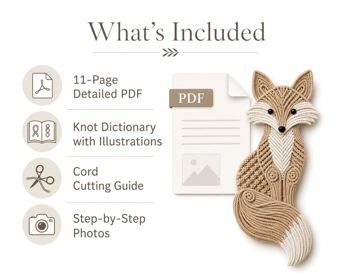 Beginner Macrame Fox Wall Hanging Pattern, Boho Woodland Nursery Decor (PDF Download)