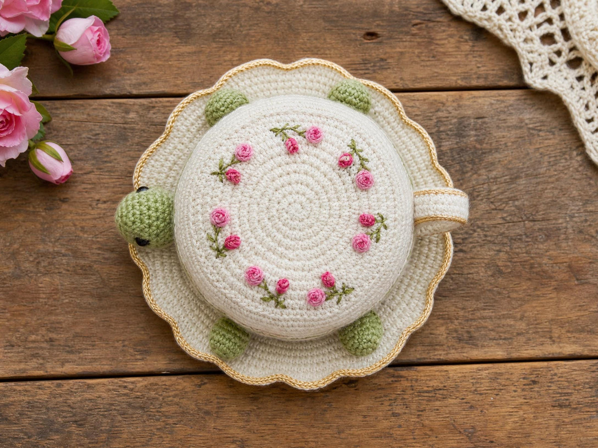 Teacup Turtle Crochet Pattern – Amigurumi Tea Party Toy (PDF Download)