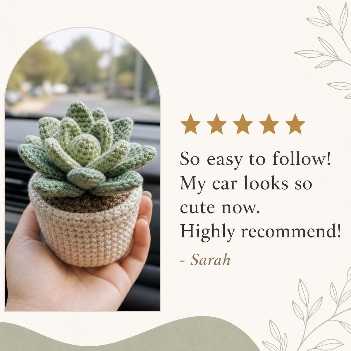 Beginner Crochet Pattern: Hanging Car Succulent Amigurumi – Easy Plant Charm (PDF Download)