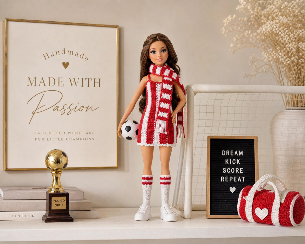 Crochet Doll Clothes Pattern, 11.5" Fashion Doll Game Day Outfit (PDF Download)