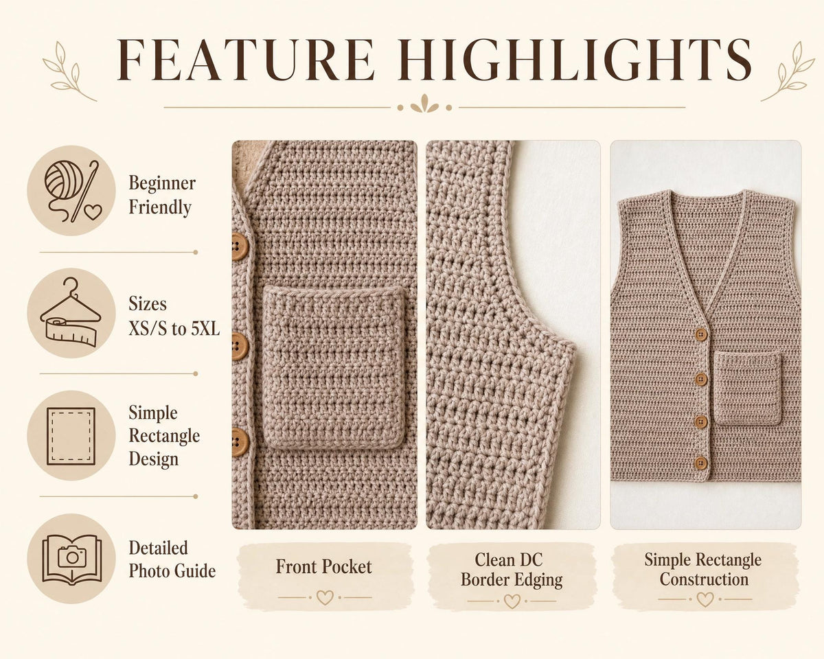 Crochet Summer Vest Pattern – Easy Beginner Layering Top (PDF Download)