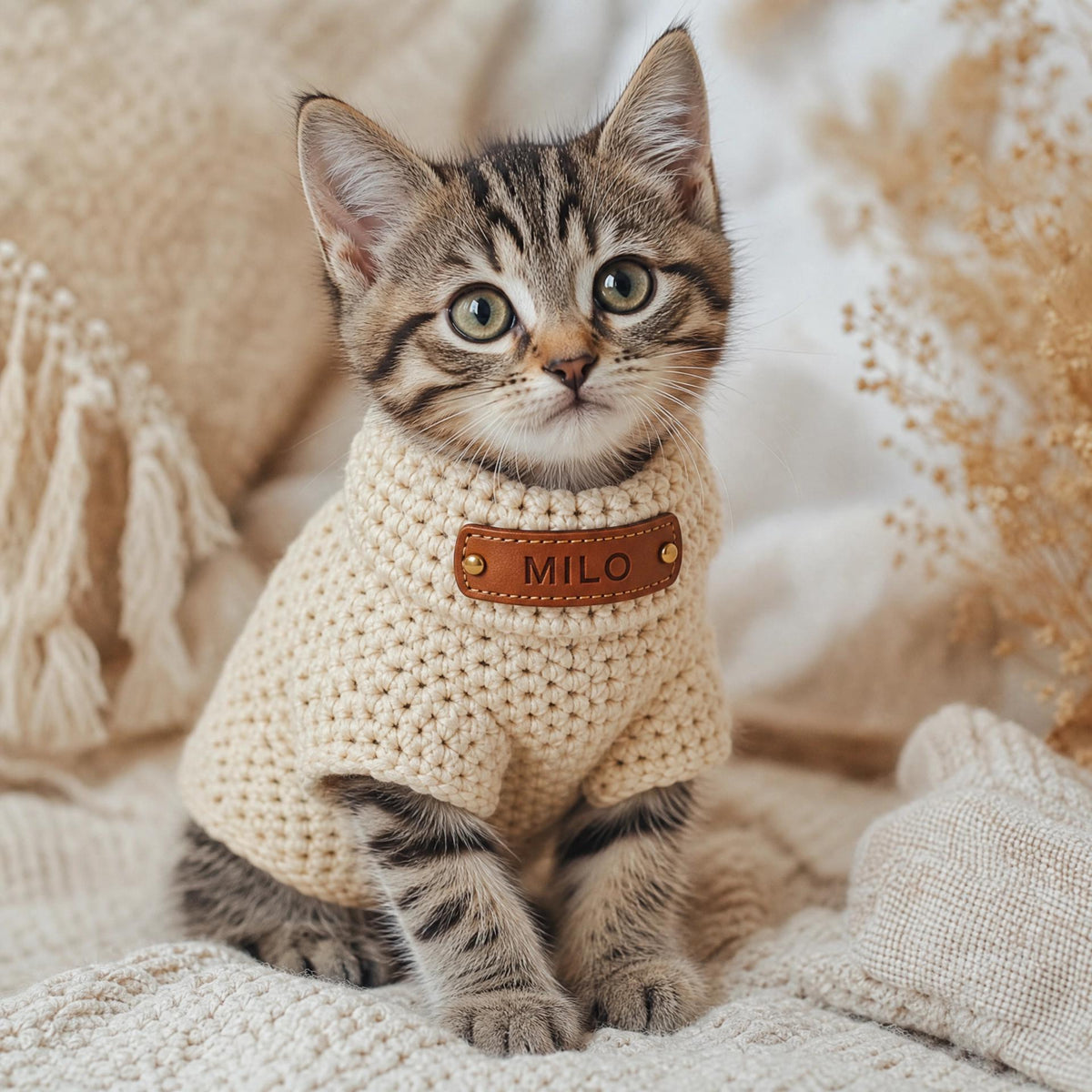 Milo Kitten Sweater Crochet Pattern – Beginner Friendly Cat Clothes PDF (Digital Download)