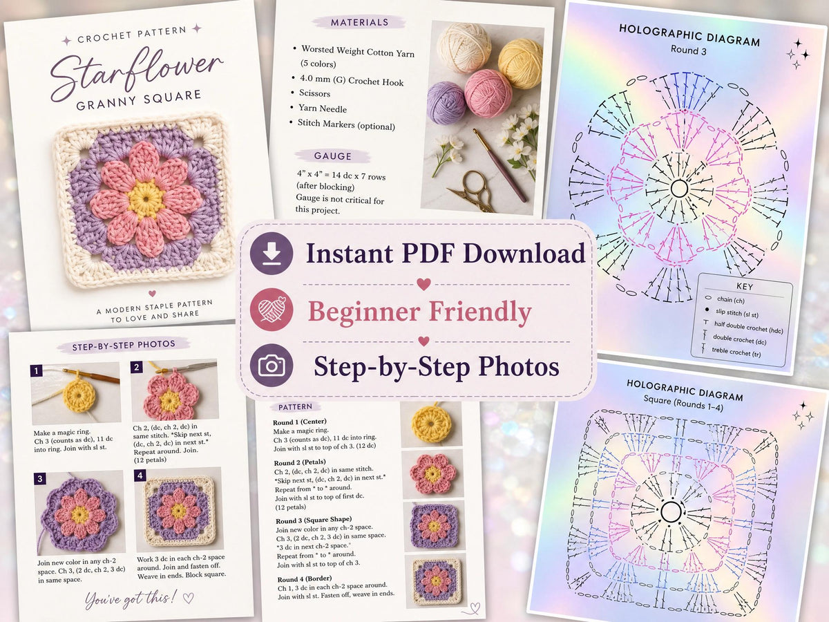 Vintage Floral Crochet Journal Cover Pattern – Beginner Friendly Book Sleeve (PDF Download)