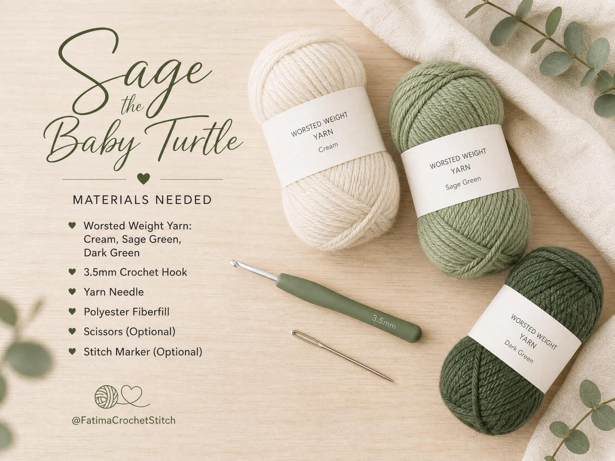 Sage Baby Turtle Amigurumi Crochet Pattern | Beginner Friendly Sea Turtle PDF
