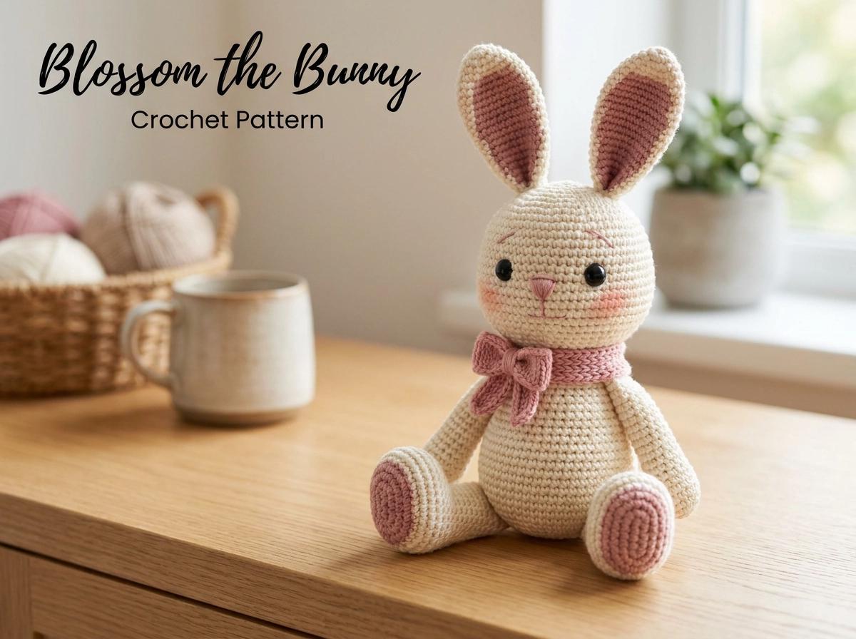 Blossom the Bunny Amigurumi Crochet Pattern - Beginner Friendly Floppy Eared Rabbit - Detailed PDF Tutorial