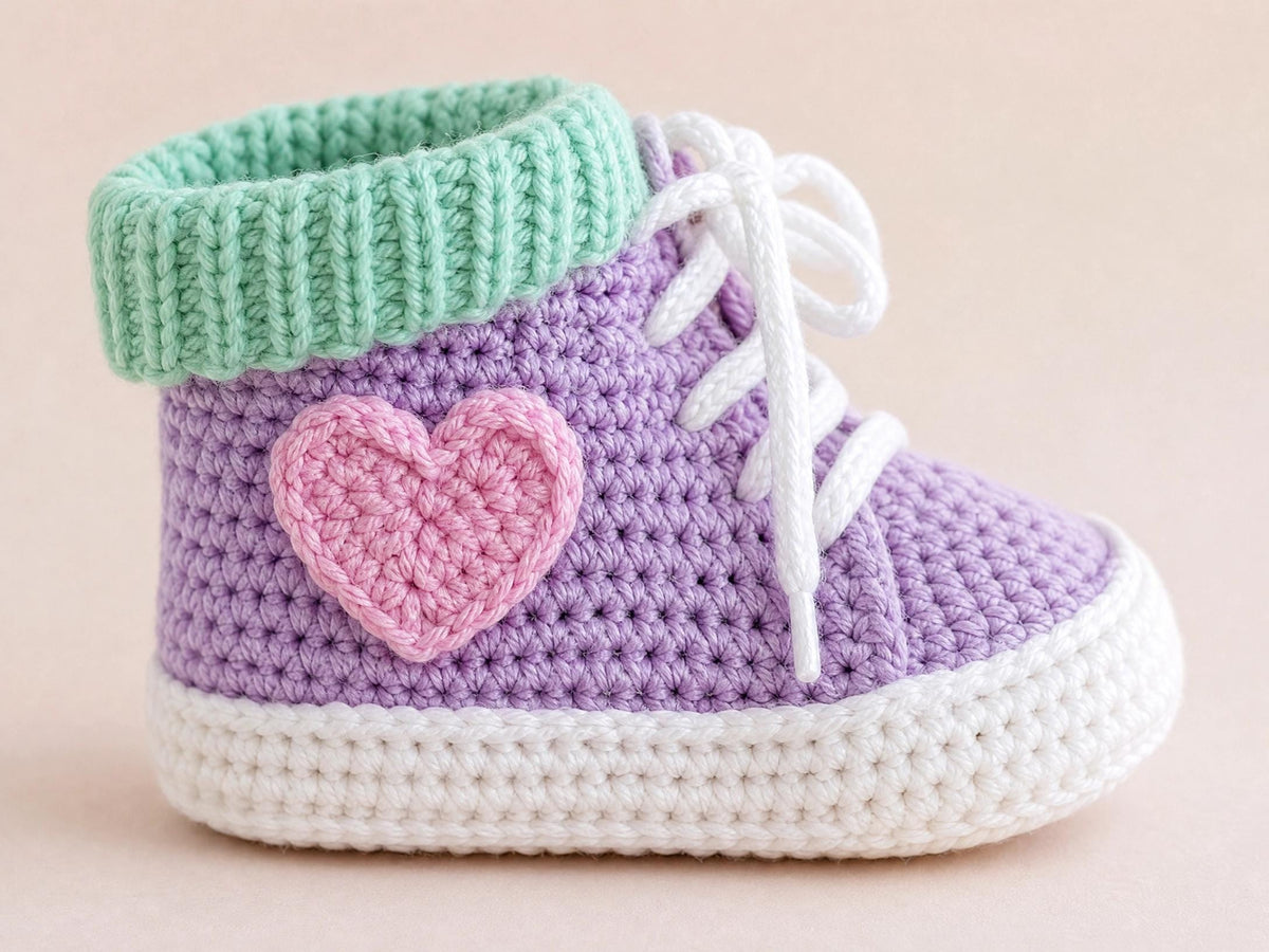 Pastel High-Top Sneaker Booties Crochet Pattern - Beginner-Friendly Mirrored Design (PDF)