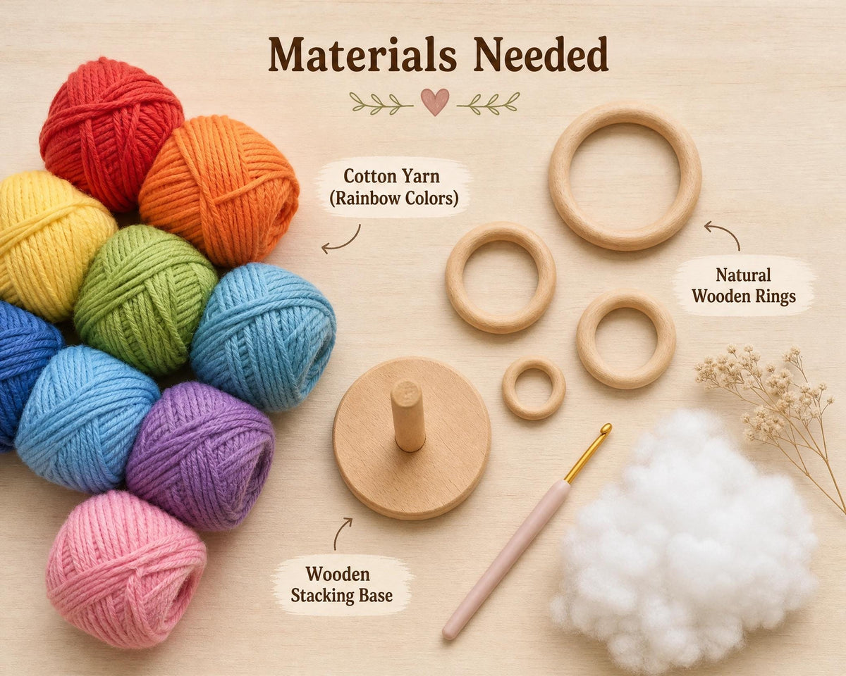 4-in-1 Sensory Toy Crochet Patterns | Koala Rattle, Stacking Rings, Ball (PDF Download)
