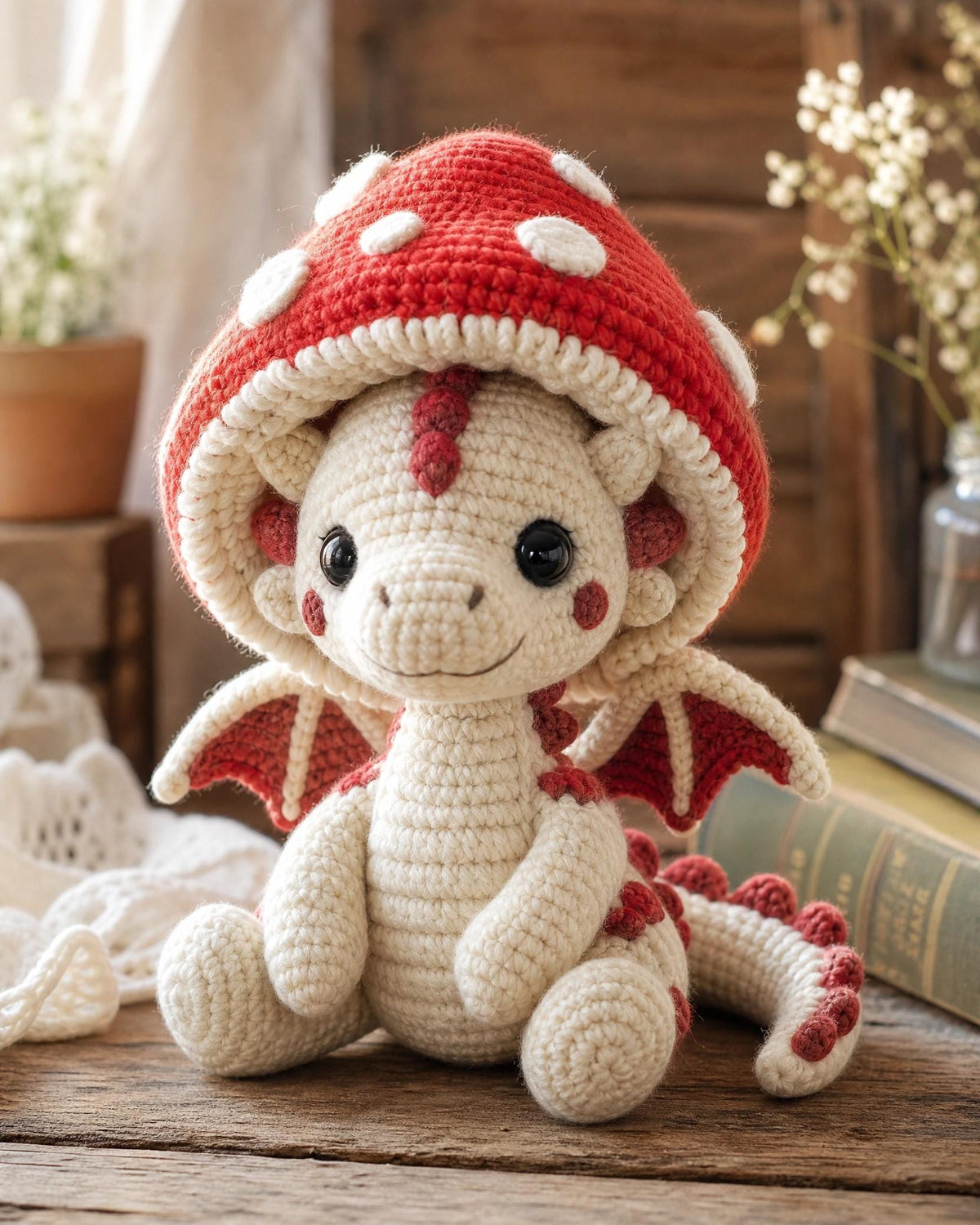 Mushroom Dragon Amigurumi Crochet Pattern US Terms PDF