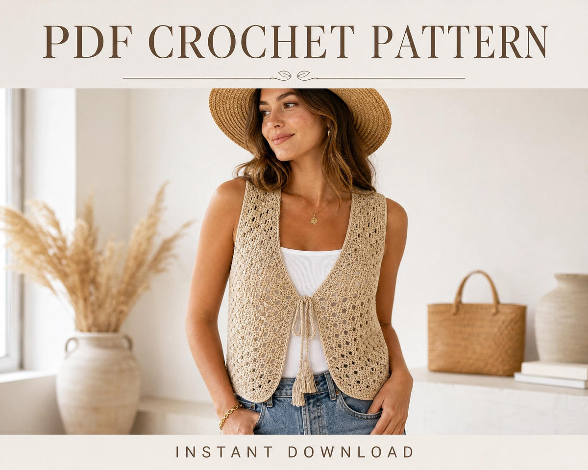 Crochet Summer Vest Pattern – Easy Beginner Layering Top (PDF Download)