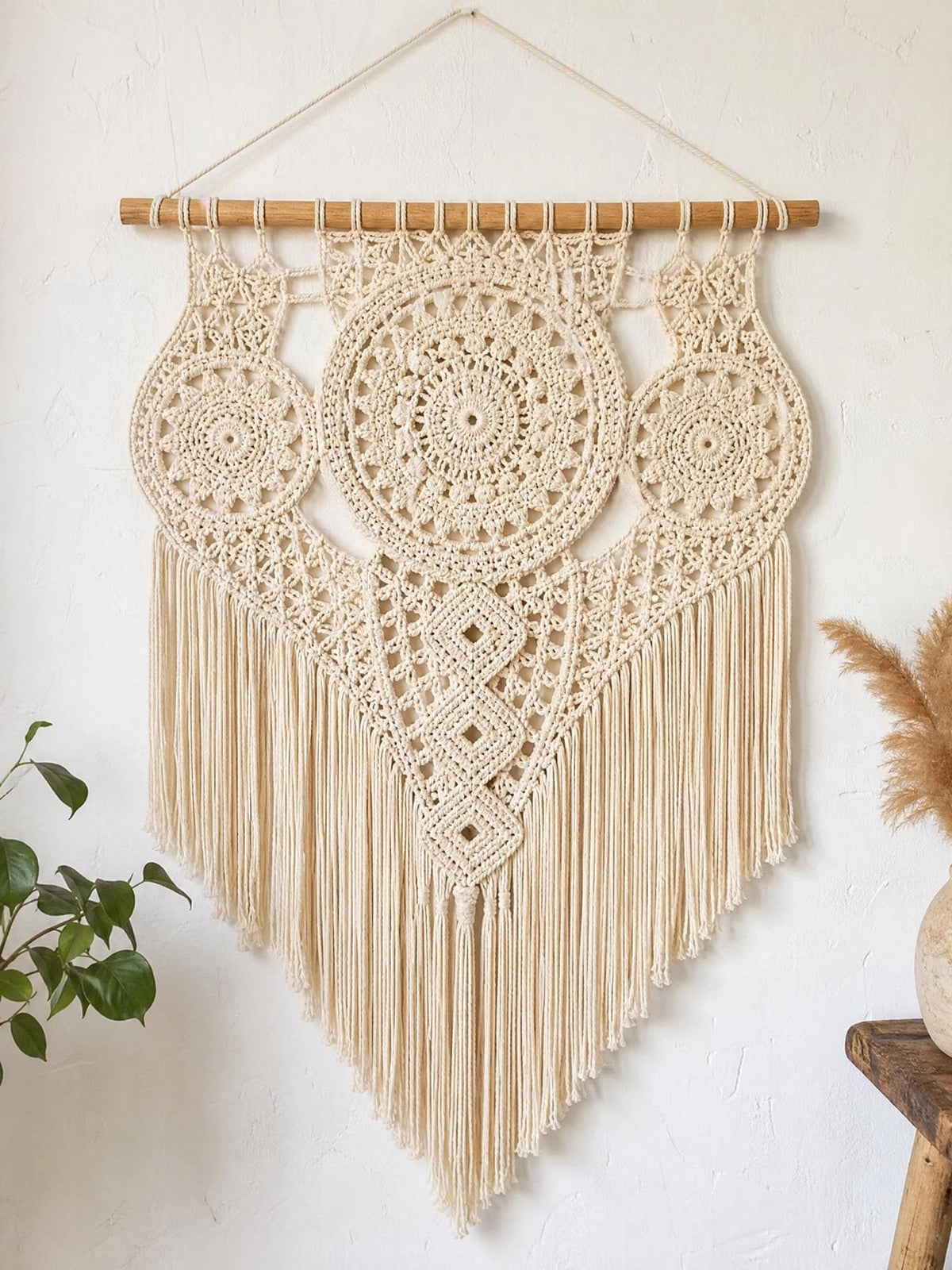Boho Crochet Wall Hanging Pattern | Beginner Macrame Style Tapestry (Digital PDF)