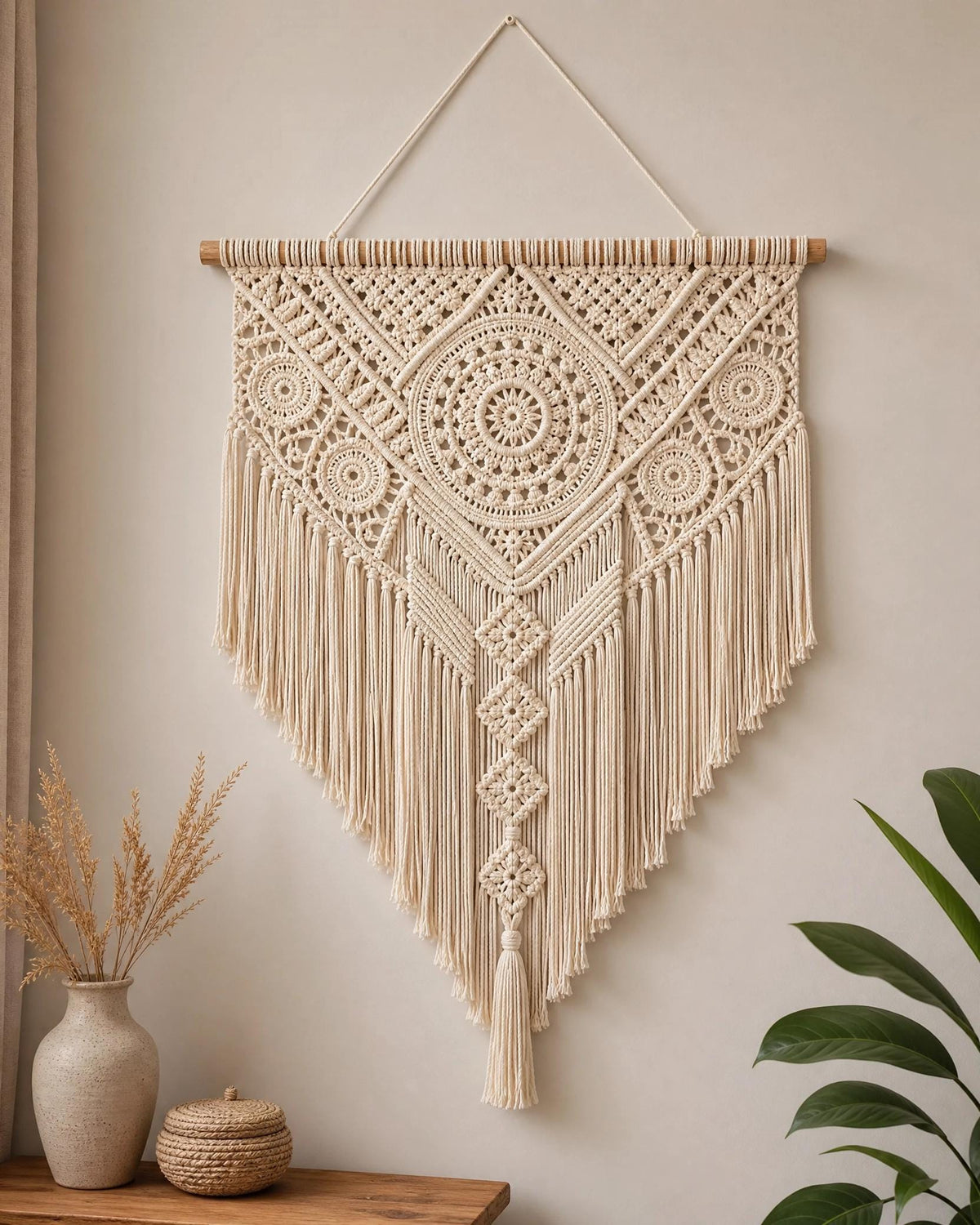 Boho Crochet Wall Hanging Pattern | Beginner Macrame Style Tapestry (Digital PDF)