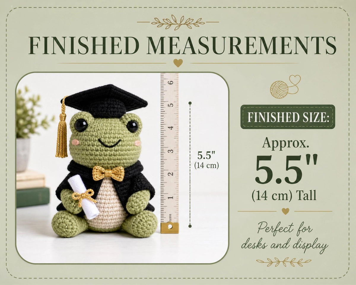 Graduation Frog Crochet Pattern | Amigurumi PDF Toy (Digital Download)
