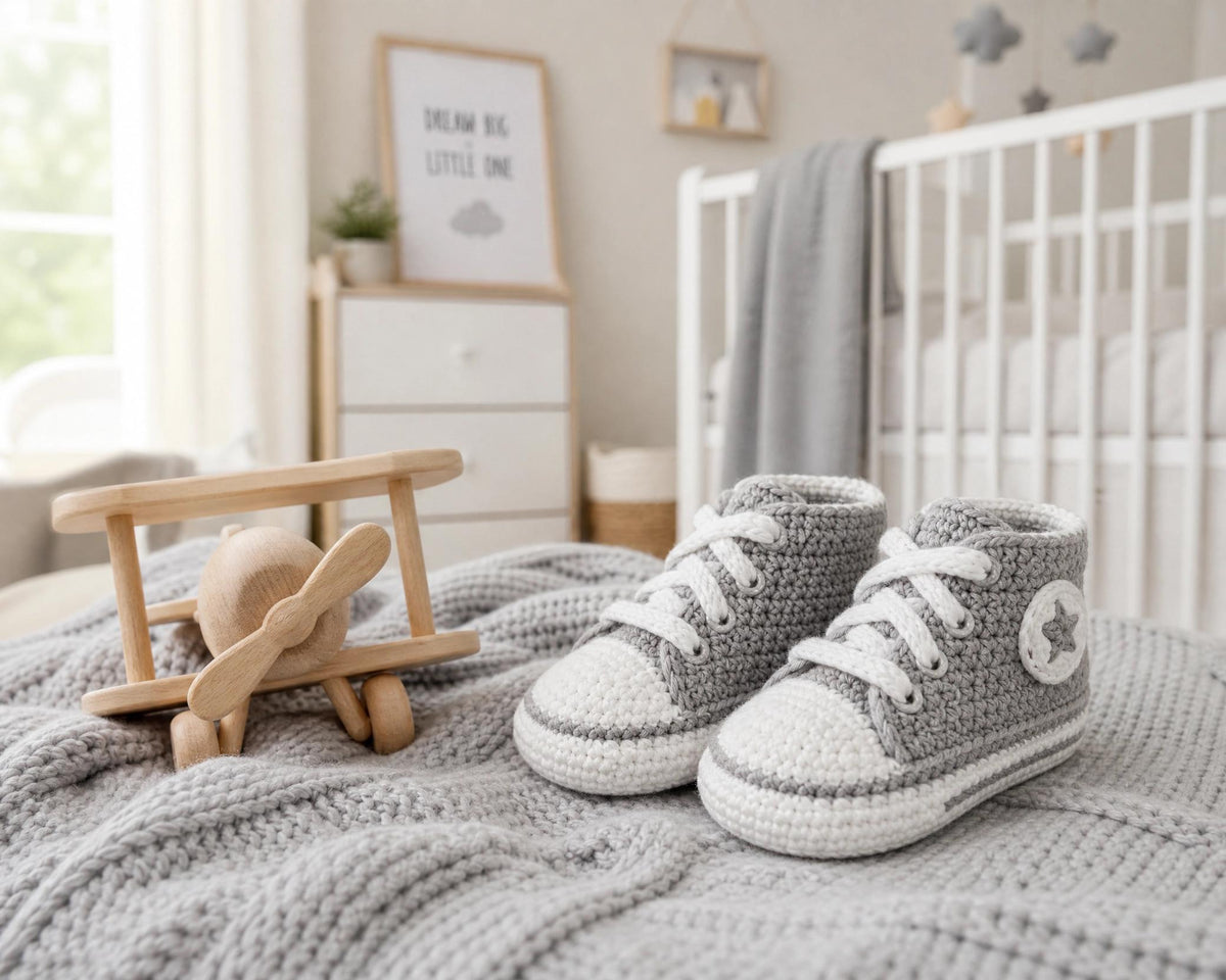 Crochet Sneaker Booties Pattern | High-Top Baby Shoes PDF (Instant Download)