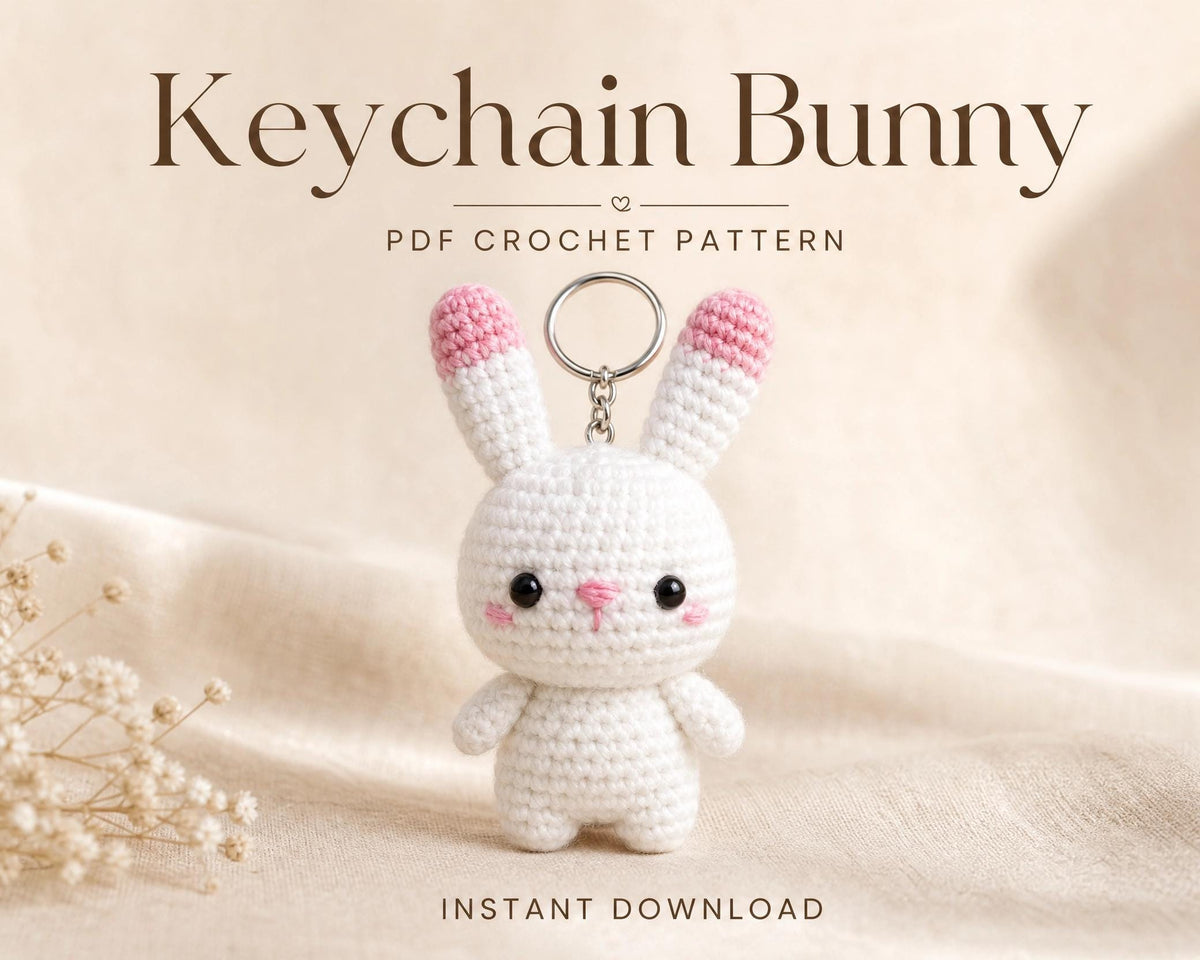 Crochet Bunny Keychain Pattern | Amigurumi Animal PDF (Instant Download)