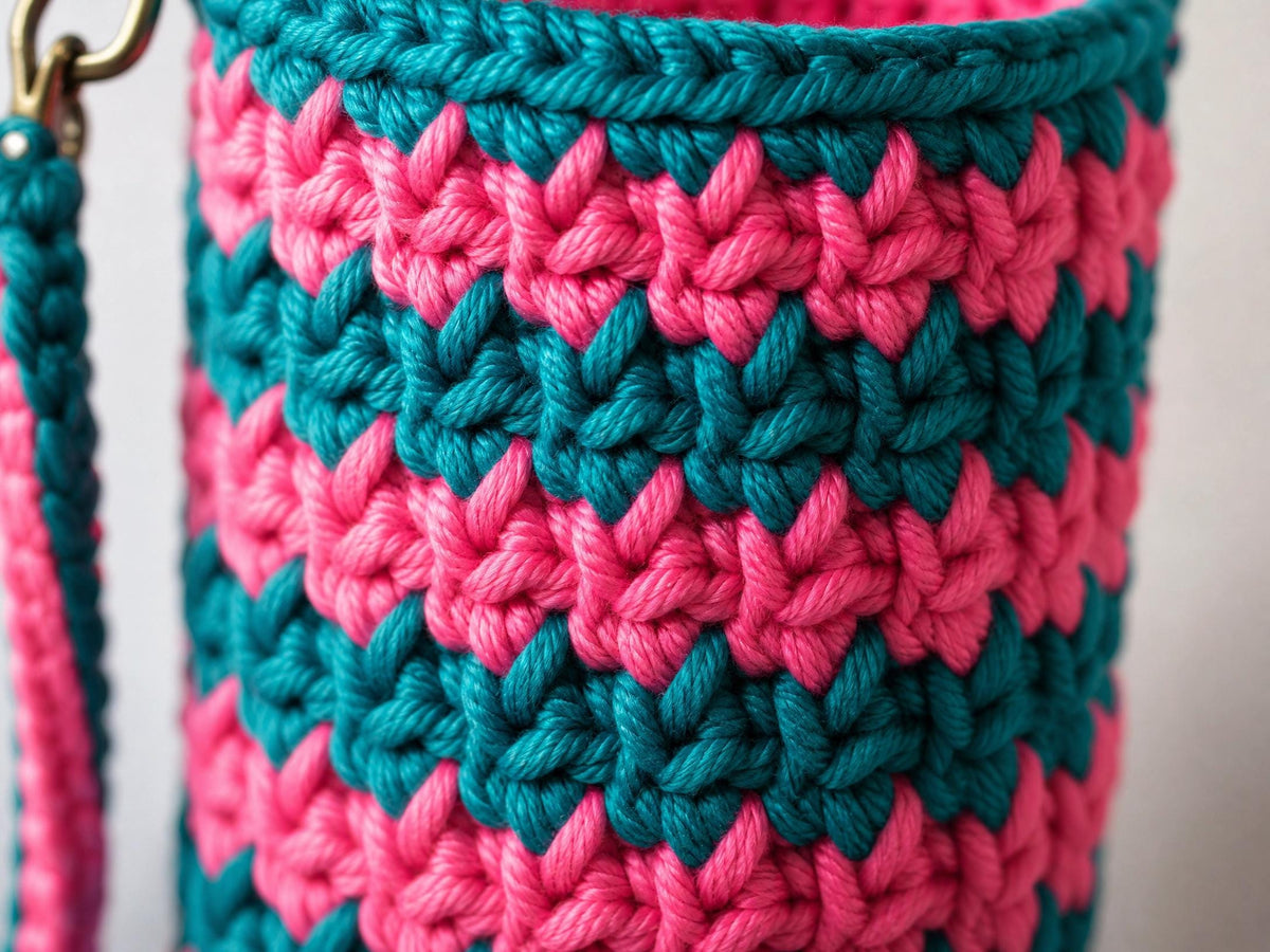 Vibrant Water Bottle Sling Crochet Pattern | Beginner Friendly V-Stitch Carrier (PDF Download)