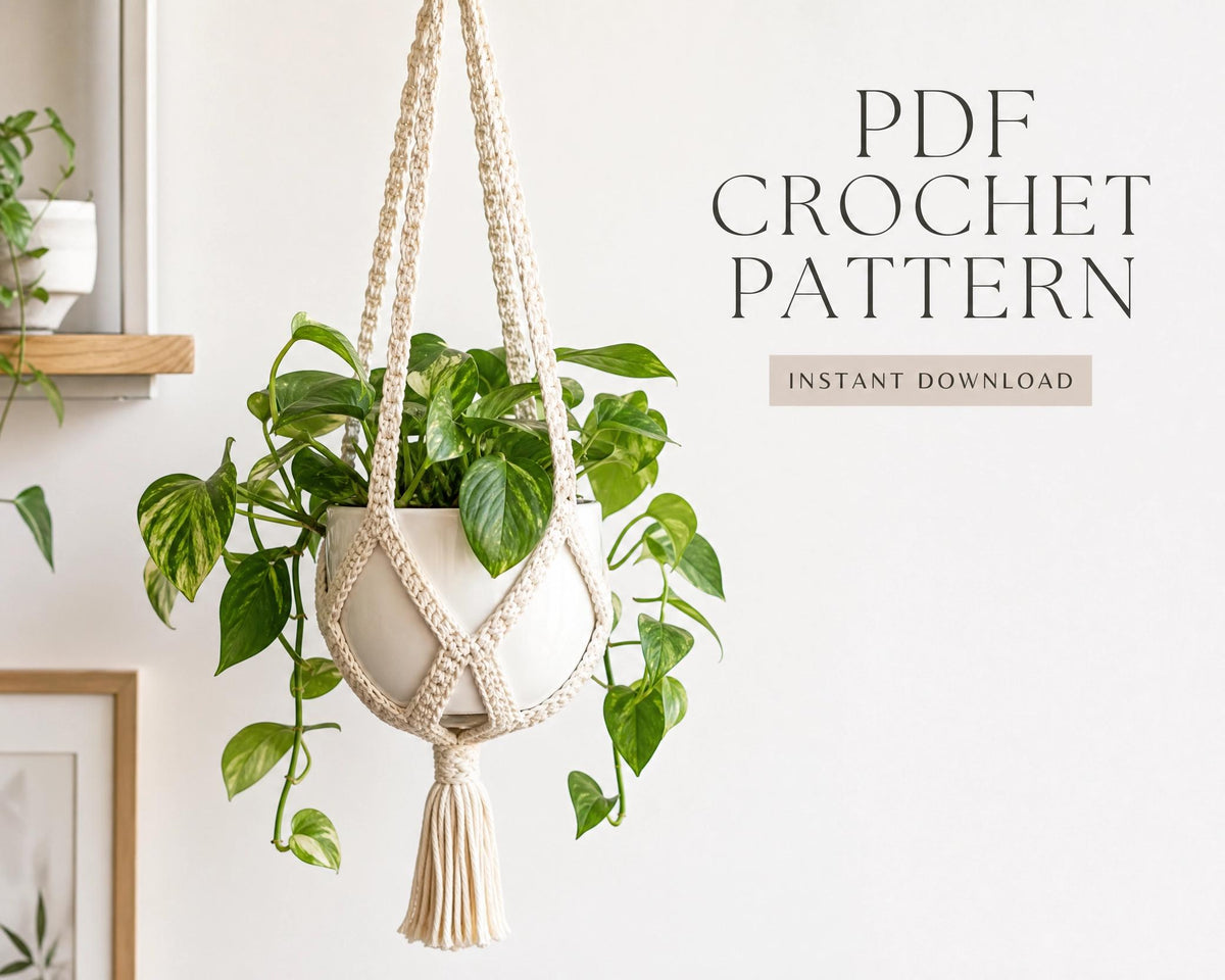 Crochet Plant Hanger Pattern, Macrame Style Boho Decor (PDF Download)
