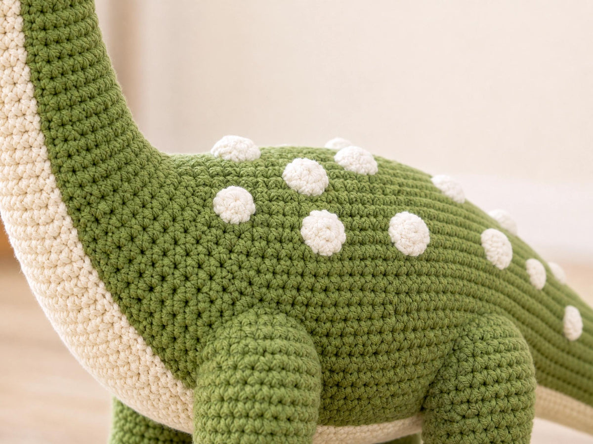 Dexter the Long-Neck Dino Crochet Pattern | Large Floor-Sized Plush PDF | Friendly Dinosaur Amigurumi | Advanced Tutorial
