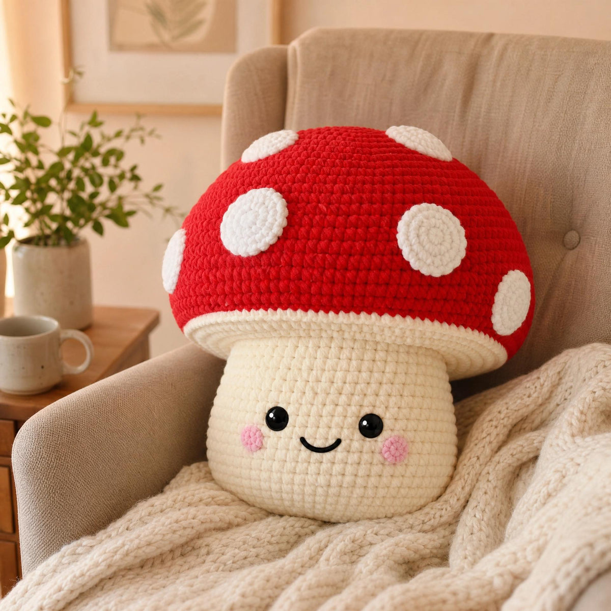 Cozy Mushroom Pillow Crochet Pattern | Amigurumi Home Decor | Beginner Friendly | Instant Download PDF