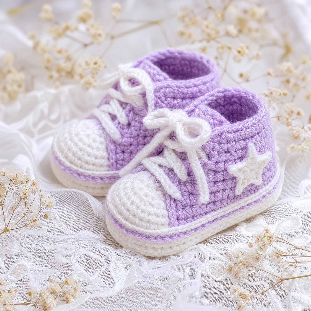 Crochet Baby Booties Pattern | Star Sneakers, Security Blanket Style (PDF Download)