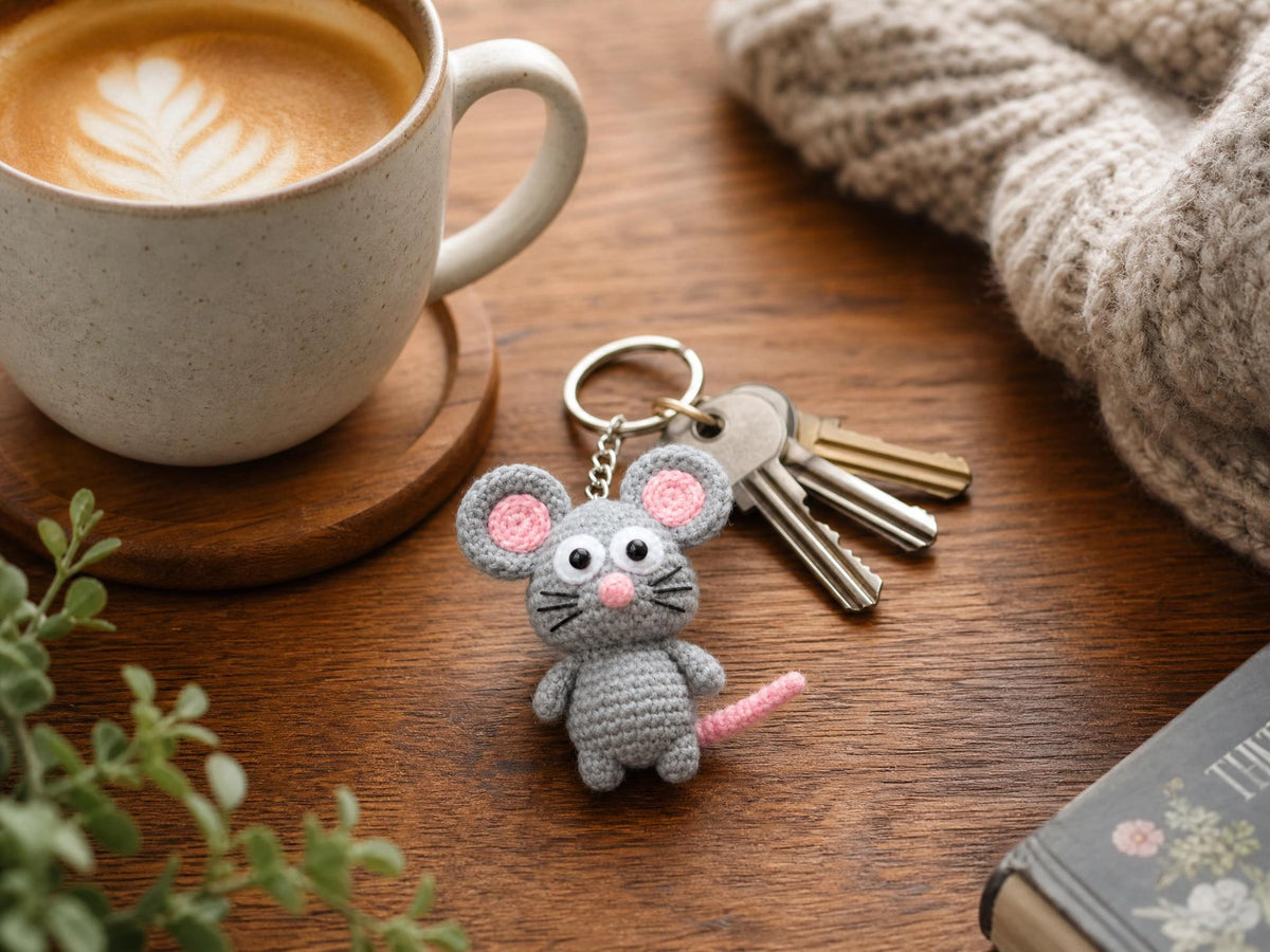 Crochet Mouse Keychain Pattern | Amigurumi Tiny Mouse PDF (Instant Download)