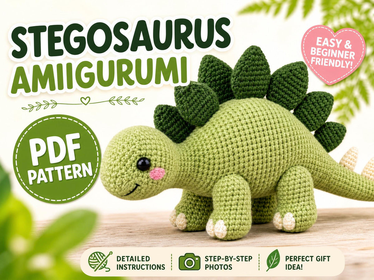 Stegosaurus Amigurumi Crochet Pattern | Herbivore Dinosaur PDF Tutorial