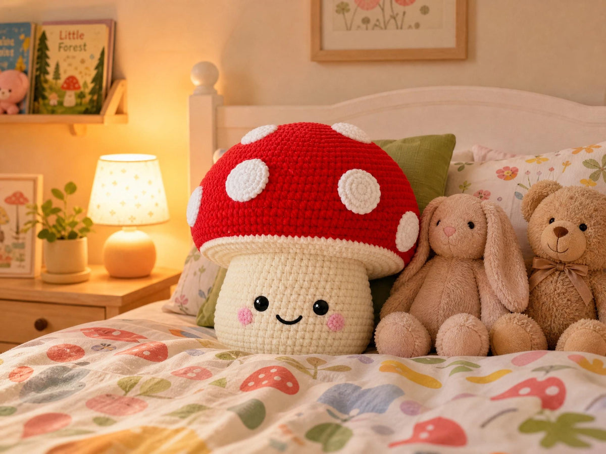 Cozy Mushroom Pillow Crochet Pattern | Amigurumi Home Decor | Beginner Friendly | Instant Download PDF