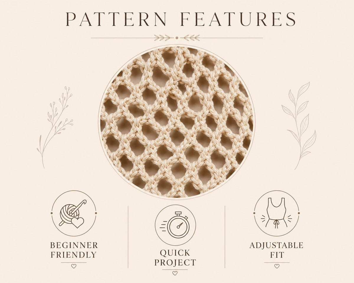 Boho Crochet Head Scarf Pattern PDF | Easy Mesh Bandana Pattern | Chunky Yarn Triangle Scarf | Instant Download