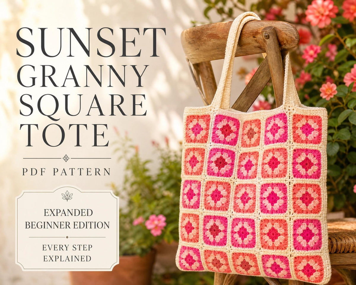 Sunset Granny Square Tote Bag Crochet Pattern PDF (Beginner Edition)