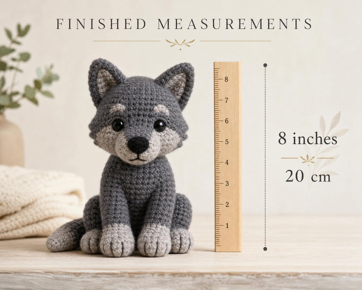 Wolf Cub Amigurumi Crochet Pattern, Beginner Friendly Woodland Animal Plushie PDF, Instant Download