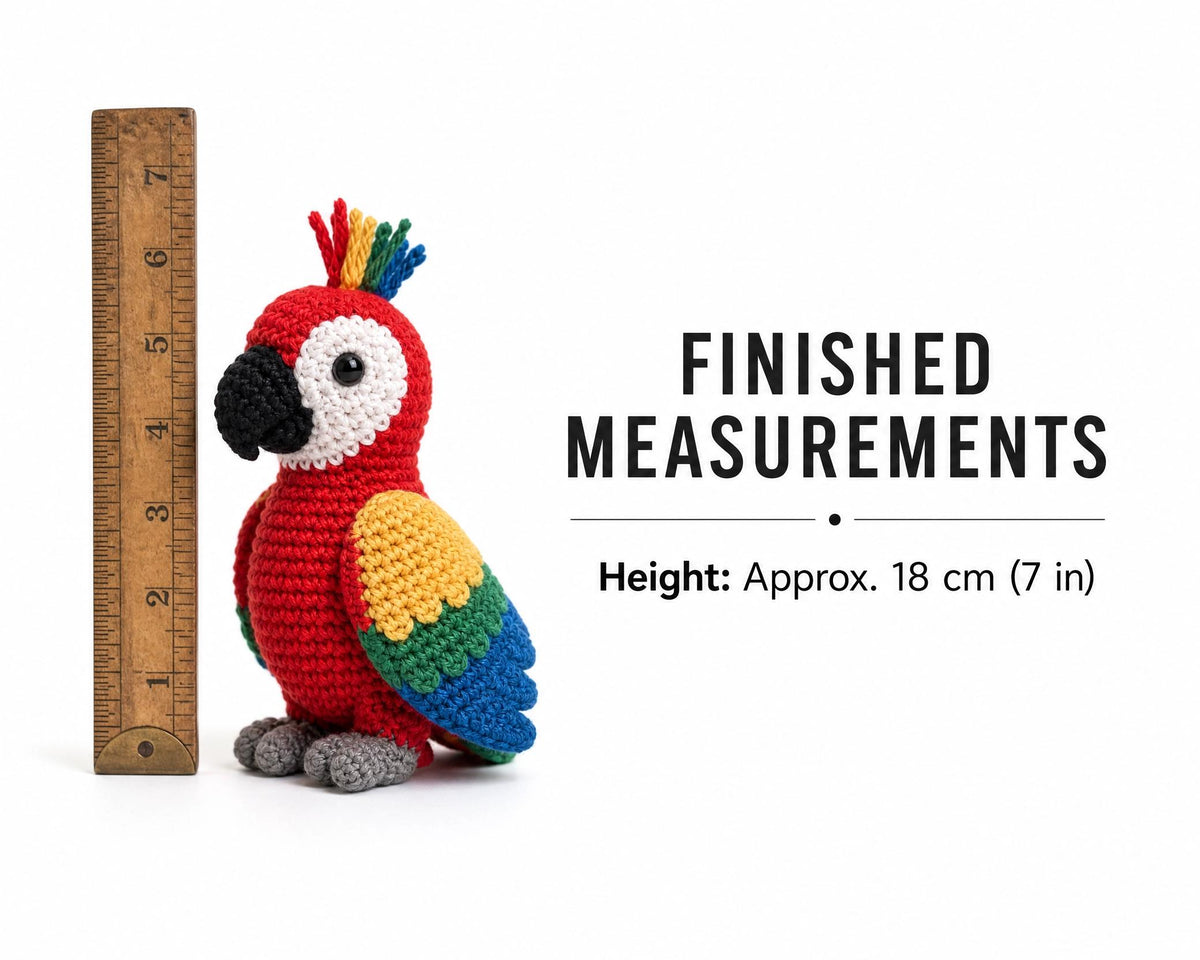 Crochet Parrot Pattern PDF - Amigurumi Bird Toy Intermediate Digital Download Macaw Style