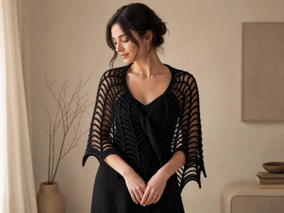 Midnight Web Shawl Crochet Pattern | Gothic Spider Web Lace Wrap (PDF Download)