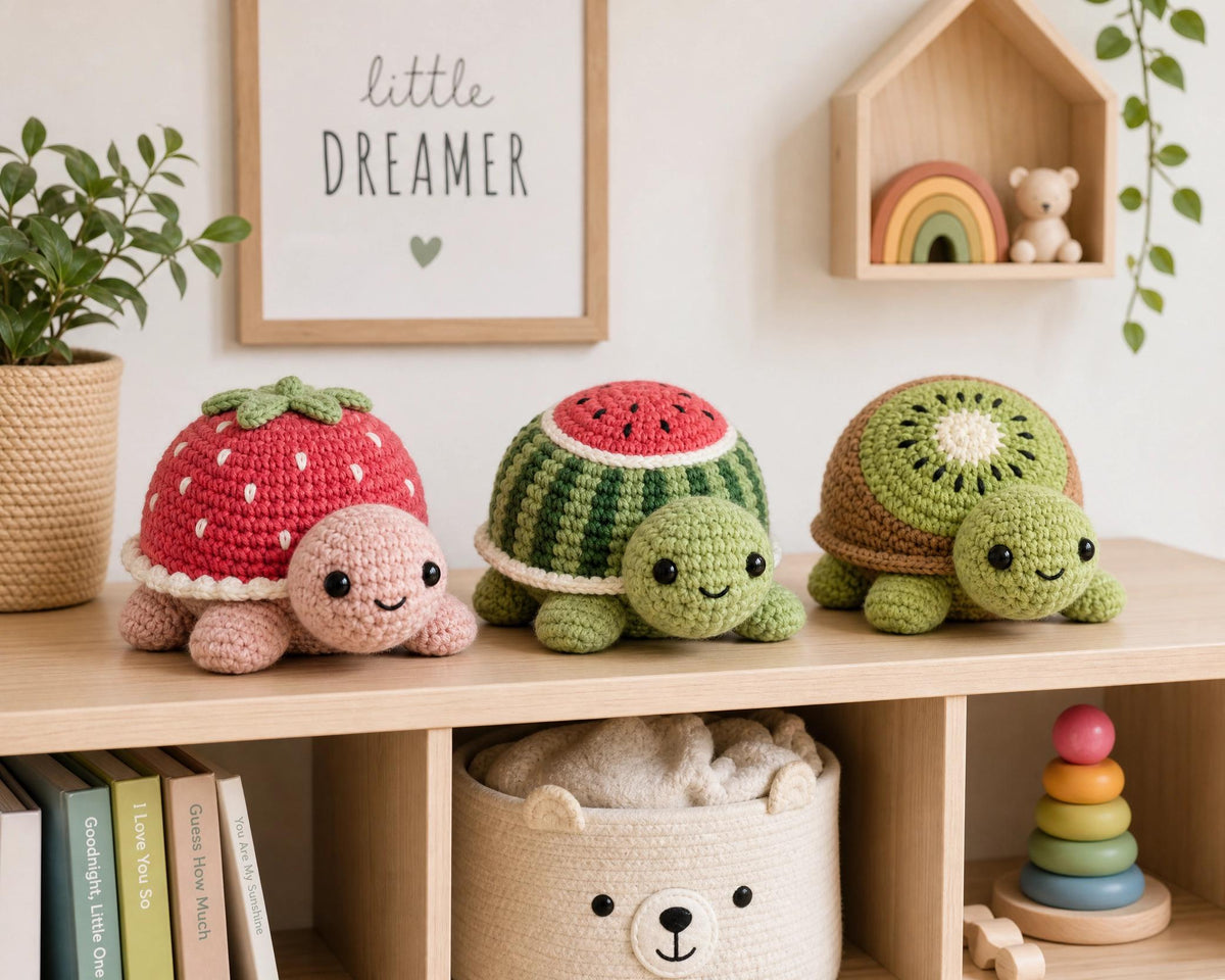 3-in-1 Fruit Turtle Crochet Pattern Bundle – Strawberry, Watermelon, Kiwi Amigurumi PDF